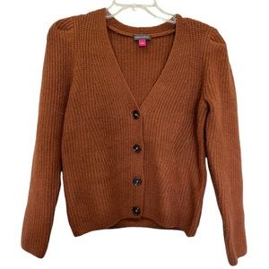 Vince Camuto pumpkin spice brown rust colored cardigan sweater size small